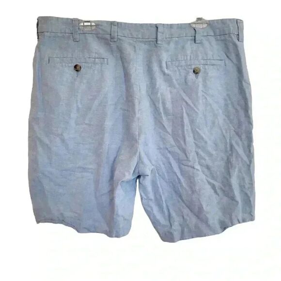 Broletto Men's Light Blue Linen/Cotton Flat Front Chino Shorts - Picture 5 of 11